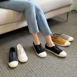 [GIRLS GOOB] Women's Casual Comfort Sneakers, Classic Fashion Shoes, Flats Fabric + Band - Made in KOREA